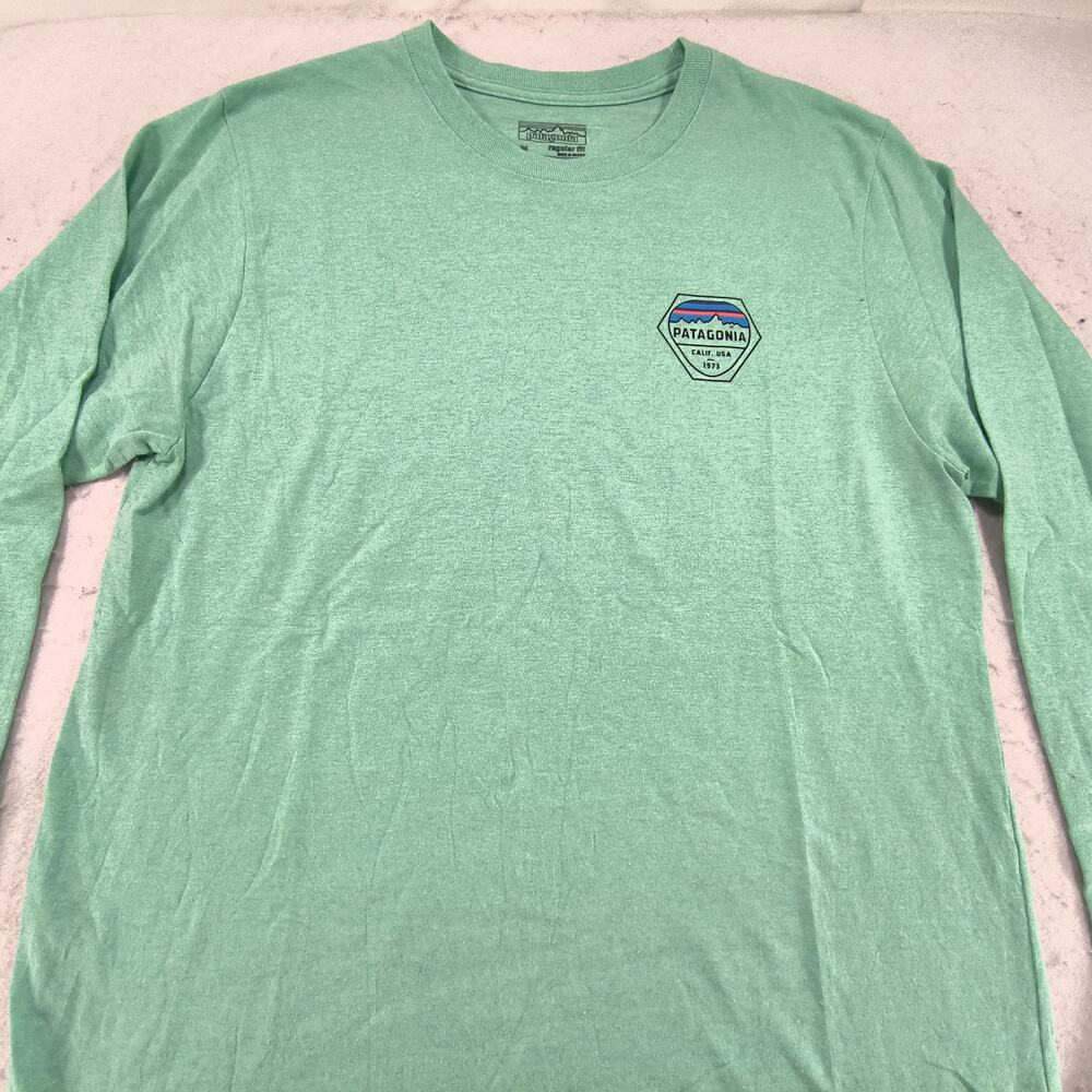 Patagonia Regular Fit Long Sleeve Crew Neck Shirt Mens Size Medium M Green